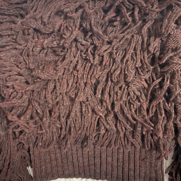 Anthropologie Brown Fringe Shag Knit Cardigan NWT Size M - Picture 4 of 5